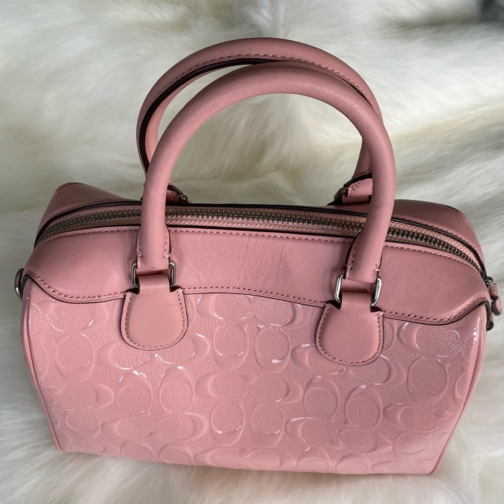 COACH Signature Patent Leather Bag Bennett Pink